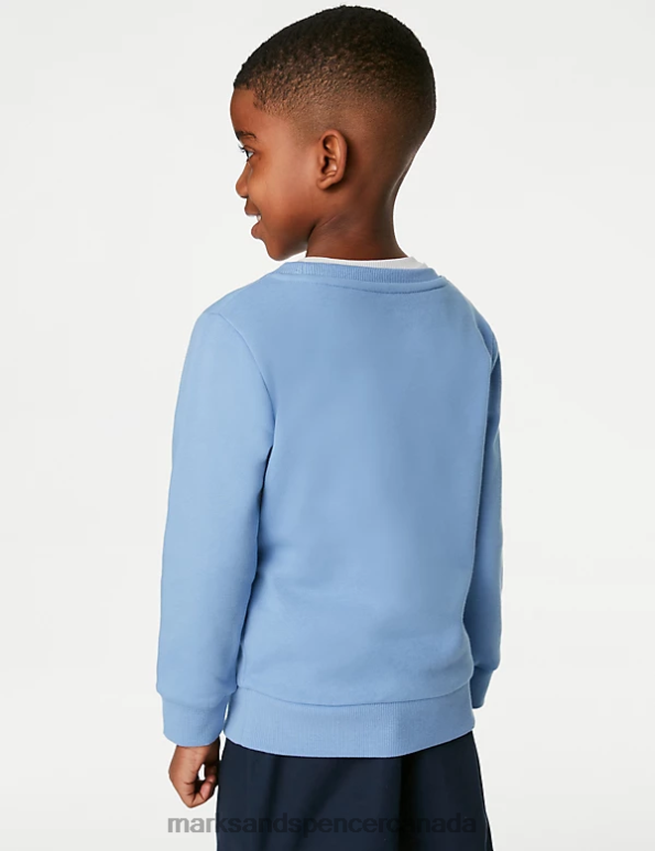 Marks and Spencer sale - Kids Pale Blue School Uniform Marks & Spencer Cotton Crew Neck Sweatshirt 20VTD8648