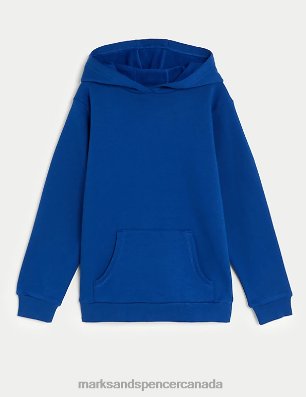 Kids Royal Blue School Uniform Marks & Spencer Cotton Hooded Sweatshirt 20VTD8947 - Marks and Spencer outlet