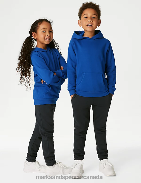 Kids Royal Blue School Uniform Marks & Spencer Cotton Hooded Sweatshirt 20VTD8947 - Marks and Spencer outlet