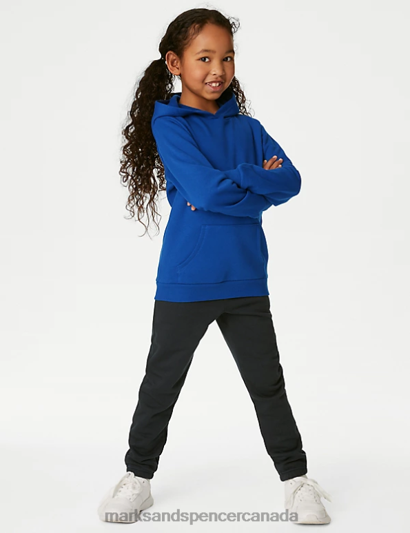 Kids Royal Blue School Uniform Marks & Spencer Cotton Hooded Sweatshirt 20VTD8947 - Marks and Spencer outlet