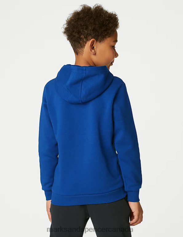 Kids Royal Blue School Uniform Marks & Spencer Cotton Hooded Sweatshirt 20VTD8947 - Marks and Spencer outlet