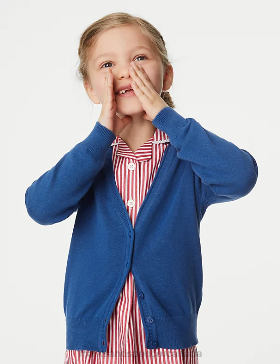 Marks and Spencer Canada - Marks & Spencer Kids 2pk Pure Cotton School Cardigan School Uniform Blue 20VTD9083