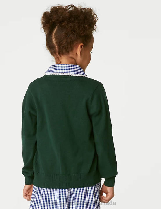 Marks and Spencer sale - Marks & Spencer Kids 2pk Pure Cotton School Cardigan School Uniform Green 20VTD9085