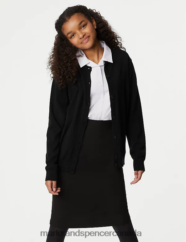 Marks and Spencer near me - School Uniform 20VTD9394 Black Kids Marks & Spencer Pure Cotton School Cardigan