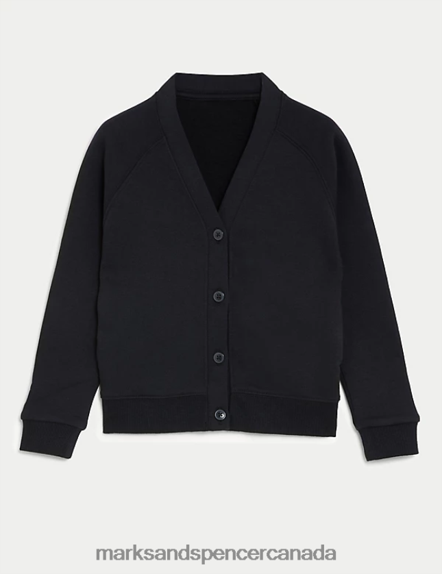 Marks and Spencer sale - School Uniform 20VTD9708 Black Kids Marks & Spencer Cotton Regular Fit School Cardigan