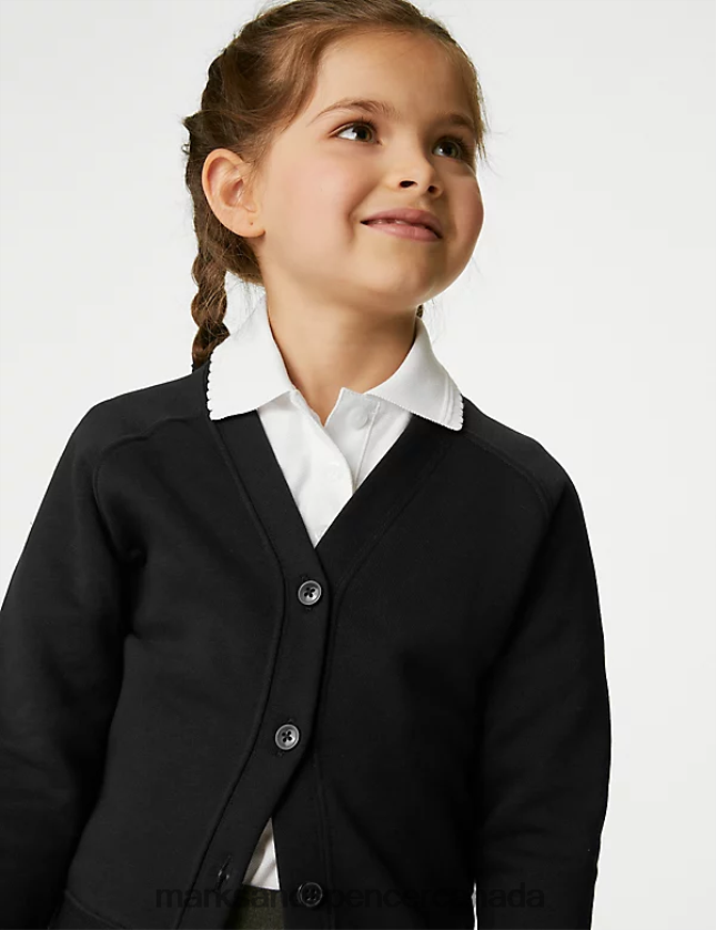 Marks and Spencer sale - School Uniform 20VTD9708 Black Kids Marks & Spencer Cotton Regular Fit School Cardigan