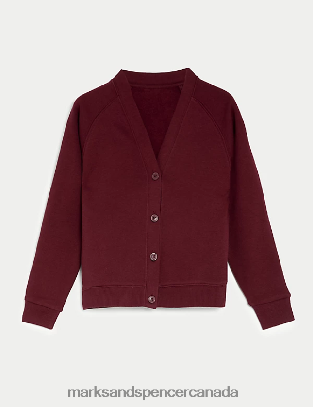 School Uniform 20VTD9933 Burgundy Kids Marks & Spencer Cotton Regular Fit School Cardigan - Marks and Spencer online