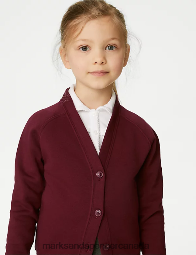 School Uniform 20VTD9933 Burgundy Kids Marks & Spencer Cotton Regular Fit School Cardigan - Marks and Spencer online