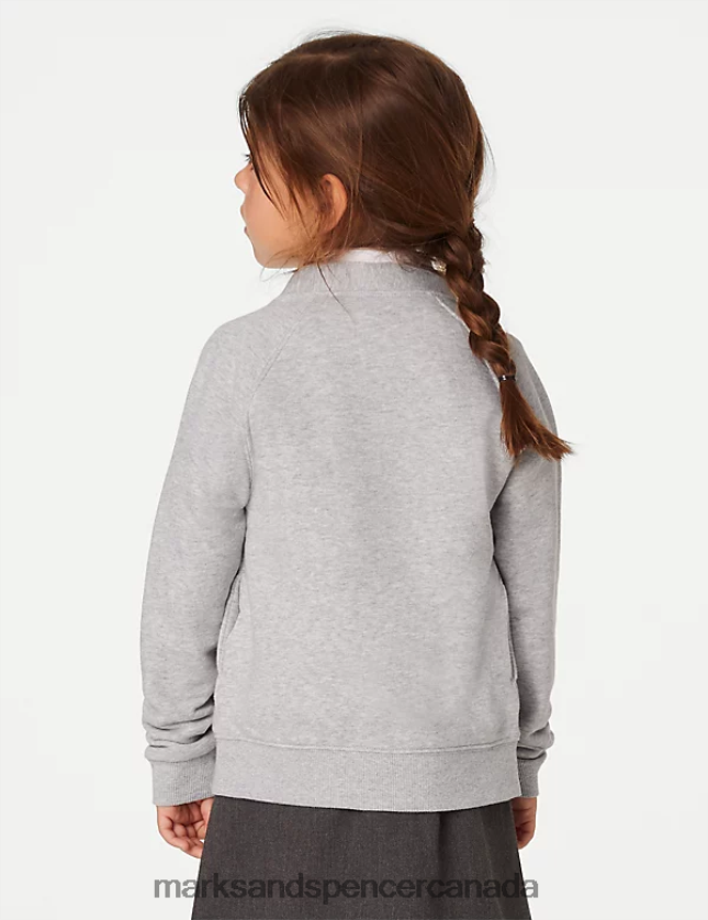 School Uniform 20VTD9940 Grey Marl Kids Marks & Spencer Cotton Regular Fit School Cardigan - Marks and Spencer Canada locations