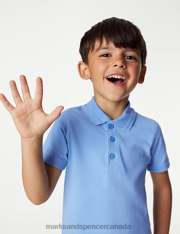 Marks and Spencer sale - Kids Blue School Uniform Marks & Spencer 2pk Slim Fit School Polo Shirts 20VTD7990
