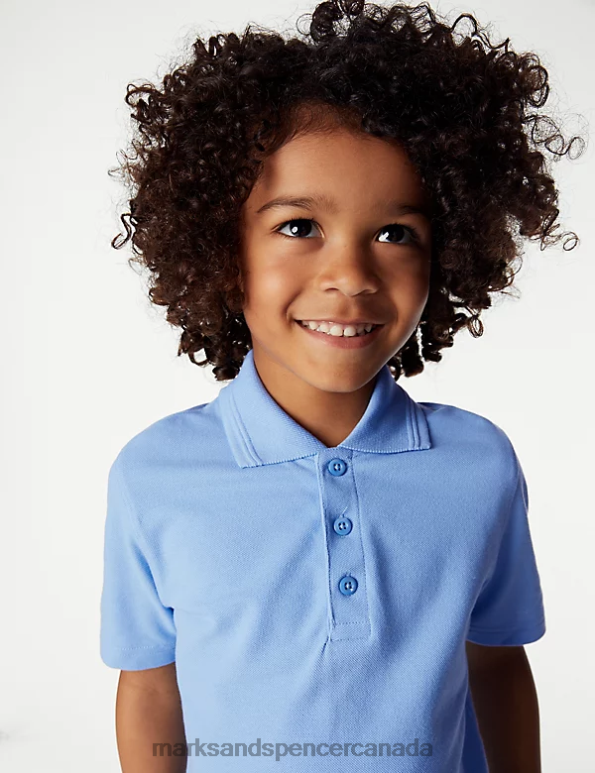 Marks and Spencer sale - Kids Blue School Uniform Marks & Spencer 2pk Stain Resist School Polo Shirts 20VTD8200