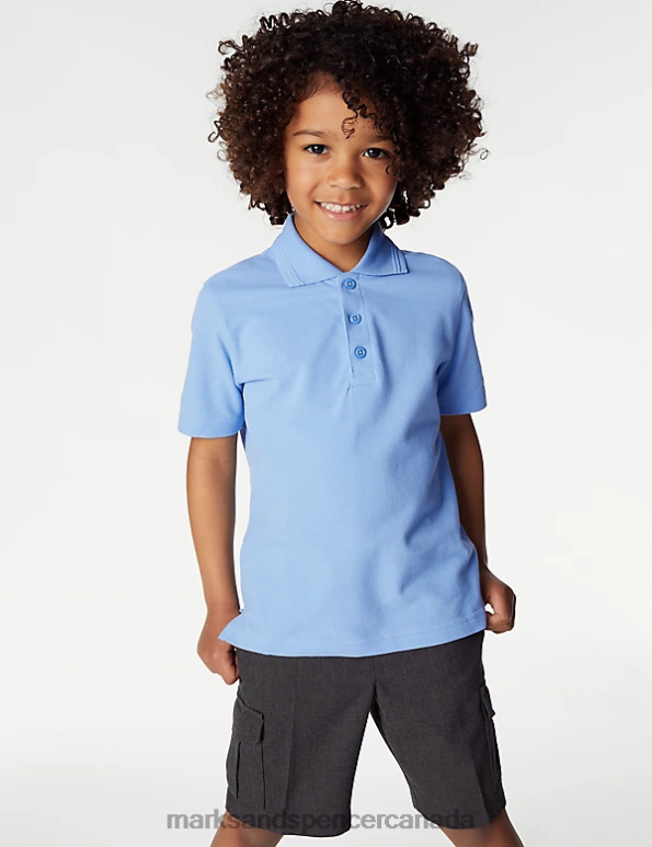 Marks and Spencer sale - Kids Blue School Uniform Marks & Spencer 2pk Stain Resist School Polo Shirts 20VTD8200