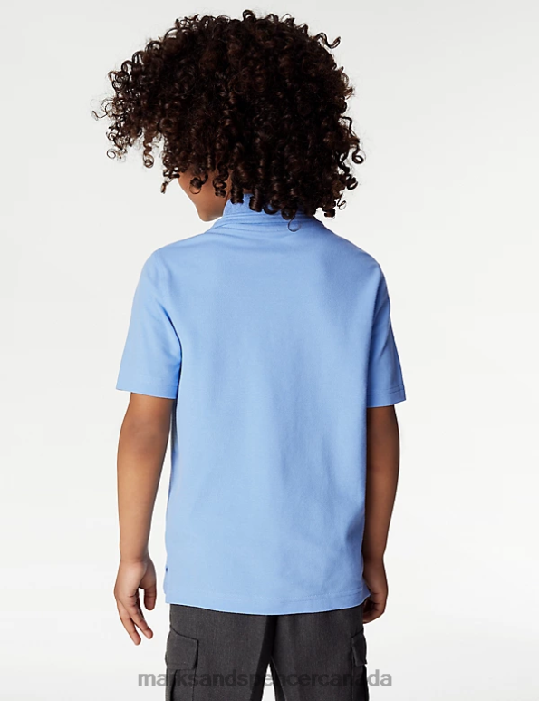 Marks and Spencer sale - Kids Blue School Uniform Marks & Spencer 2pk Stain Resist School Polo Shirts 20VTD8200
