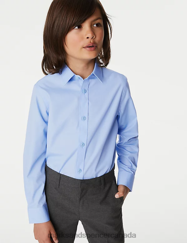 Kids Blue School Uniform Marks & Spencer 3pk Easy Iron School Shirts 20VTD8026 - Marks and Spencer Canada locations