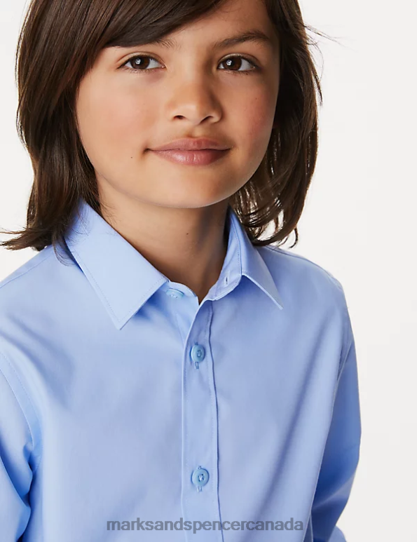 Kids Blue School Uniform Marks & Spencer 3pk Easy Iron School Shirts 20VTD8026 - Marks and Spencer Canada locations