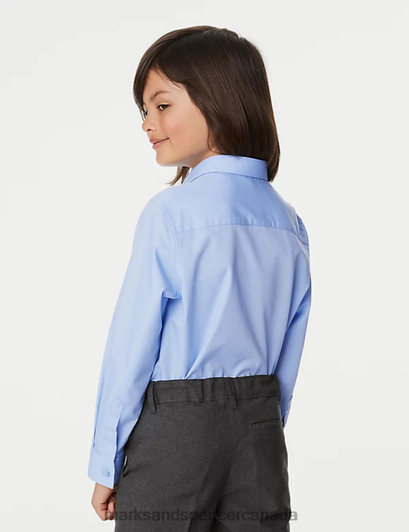 Kids Blue School Uniform Marks & Spencer 3pk Easy Iron School Shirts 20VTD8026 - Marks and Spencer Canada locations