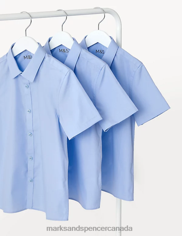 Marks and Spencer Canada - Kids Blue School Uniform Marks & Spencer 3pk Easy Iron School Shirts 20VTD8350