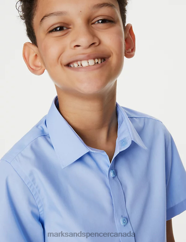 Marks and Spencer Canada - Kids Blue School Uniform Marks & Spencer 3pk Easy Iron School Shirts 20VTD8350
