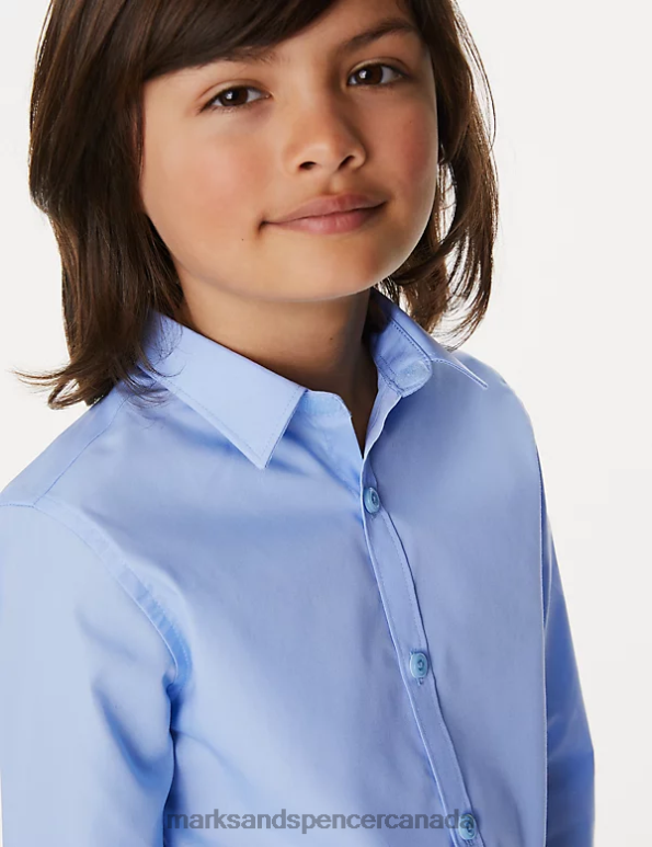 Marks and Spencer Canada - Kids Blue School Uniform Marks & Spencer 3pk Slim Fit Easy Iron School Shirts 20VTD8083