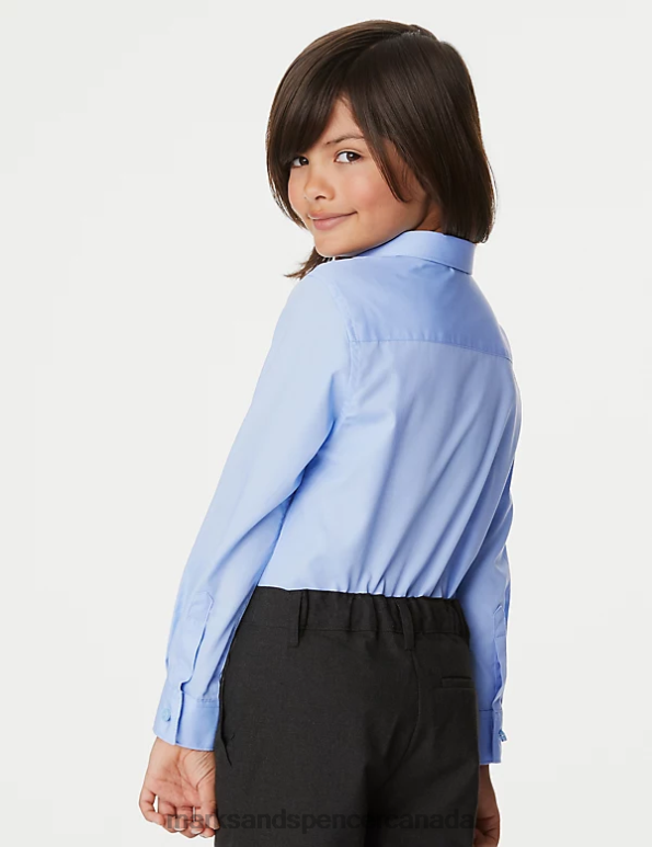 Marks and Spencer Canada - Kids Blue School Uniform Marks & Spencer 3pk Slim Fit Easy Iron School Shirts 20VTD8083