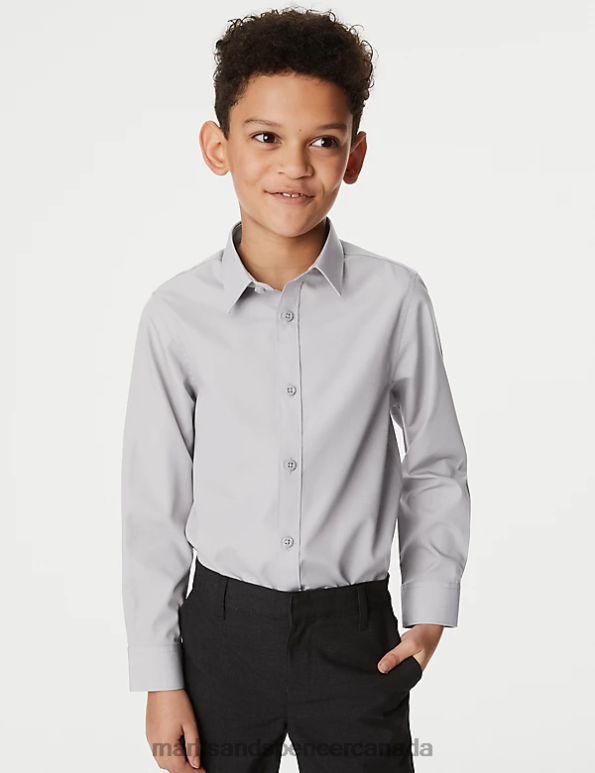 Kids Grey School Uniform Marks & Spencer 3pk Easy Iron School Shirts 20VTD8324 - Marks and Spencer outlet