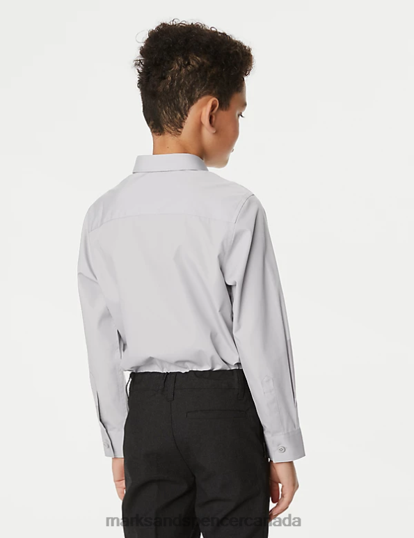 Kids Grey School Uniform Marks & Spencer 3pk Easy Iron School Shirts 20VTD8324 - Marks and Spencer outlet