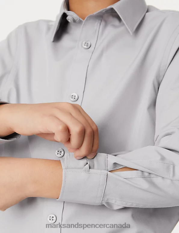 Kids Grey School Uniform Marks & Spencer 3pk Easy Iron School Shirts 20VTD8324 - Marks and Spencer outlet