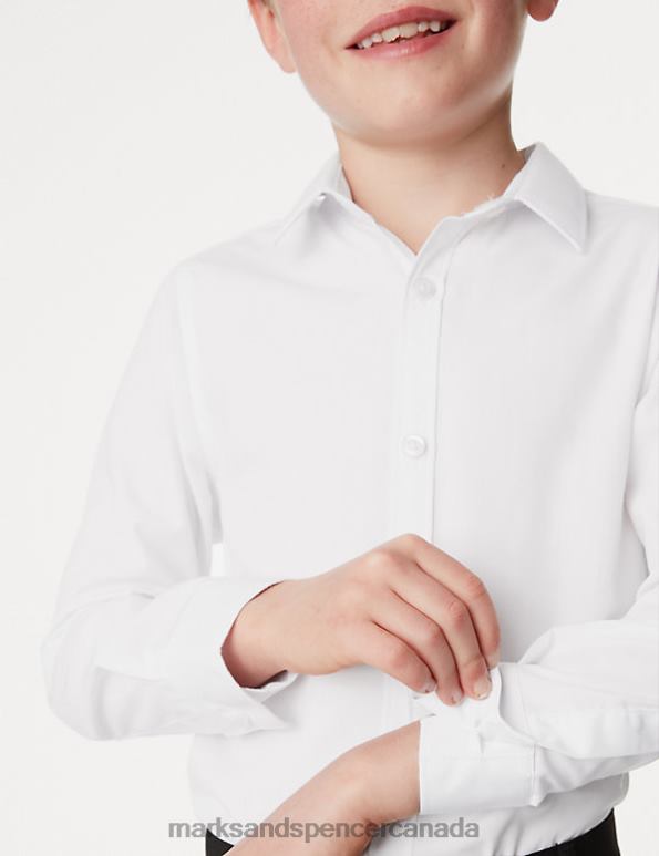 Kids White School Uniform Marks & Spencer 2pk Skinny Fit Stretch School Shirts 20VTD8017 - Marks and Spencer online