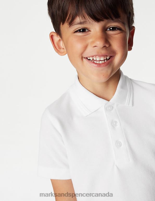 Kids White School Uniform Marks & Spencer 2pk Slim Fit School Polo Shirts 20VTD8285 - Marks and Spencer online