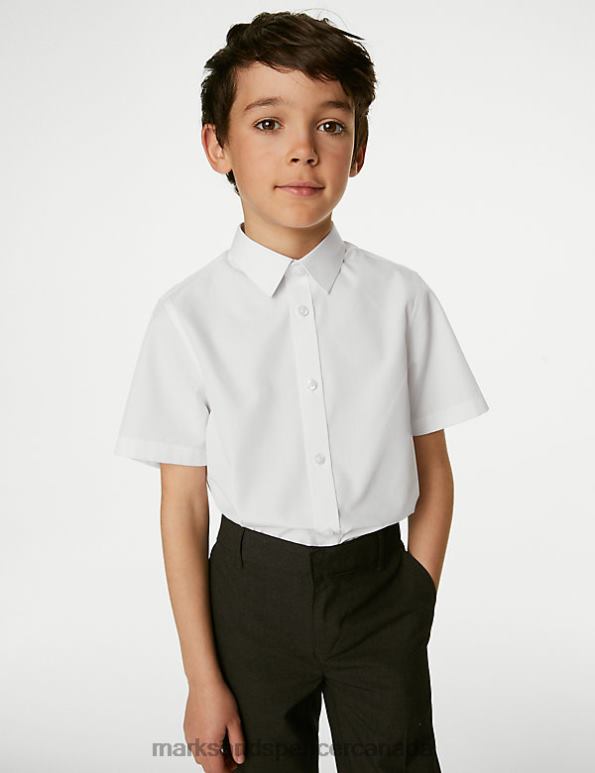 Kids White School Uniform Marks & Spencer 3pk Easy Iron School Shirts 20VTD8069 - Marks and Spencer outlet