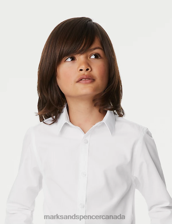 Marks and Spencer near me - Kids White School Uniform Marks & Spencer 3pk Slim Fit Easy Iron School Shirts 20VTD8371
