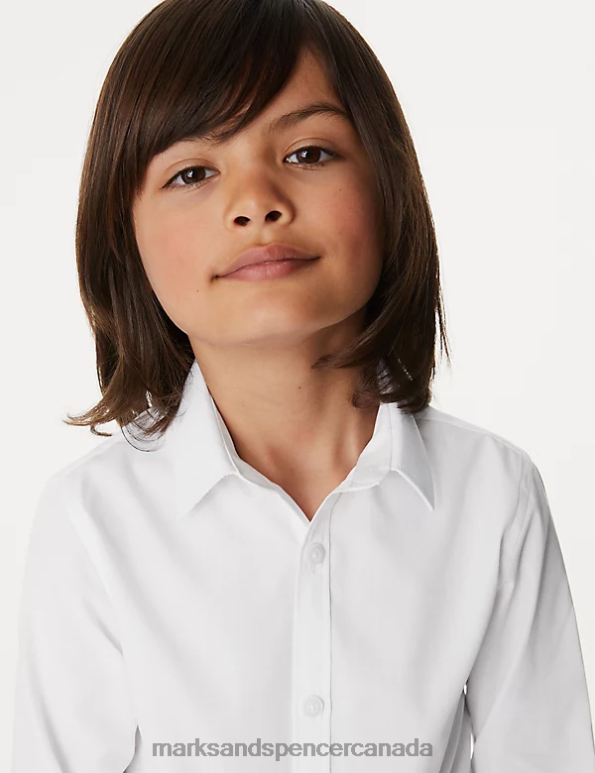 Marks and Spencer near me - Kids White School Uniform Marks & Spencer 3pk Slim Fit Easy Iron School Shirts 20VTD8371