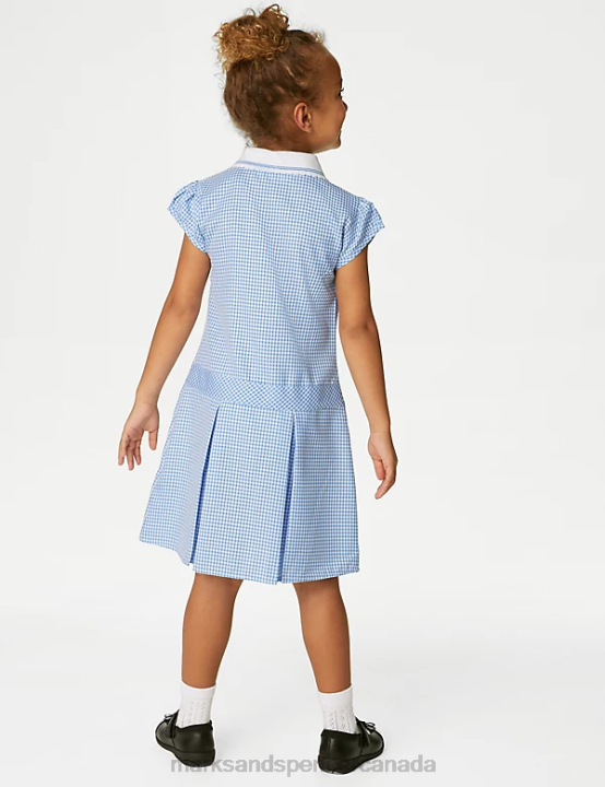 Marks & Spencer Kids Gingham Pleated School Dress School Uniform Light Blue 20VTD9140 - Marks and Spencer online