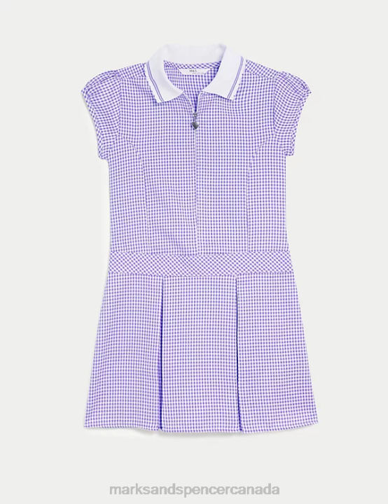Marks & Spencer Kids Gingham Pleated School Dress School Uniform Lilac 20VTD9141 - Marks and Spencer Canada locations