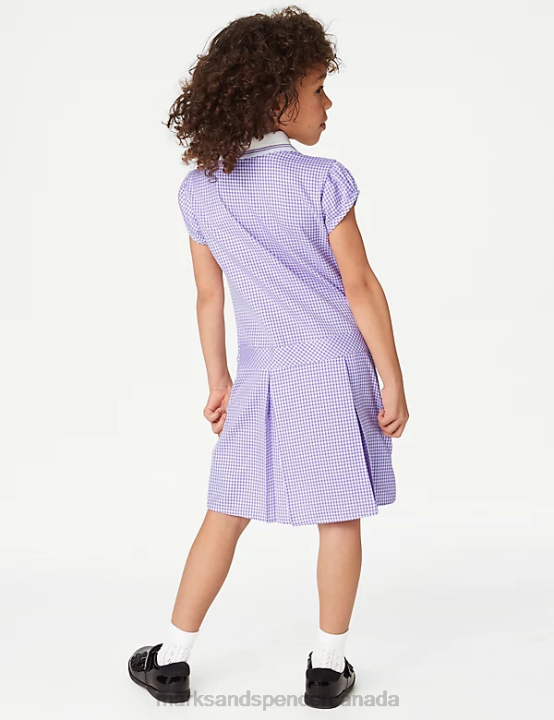 Marks & Spencer Kids Gingham Pleated School Dress School Uniform Lilac 20VTD9141 - Marks and Spencer Canada locations