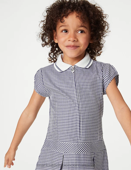Marks and Spencer near me - Marks & Spencer Kids Gingham Pleated School Dress School Uniform Navy 20VTD9144