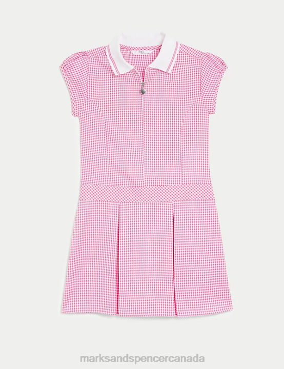 Marks and Spencer sale - Marks & Spencer Kids Gingham Pleated School Dress School Uniform Pink 20VTD9139