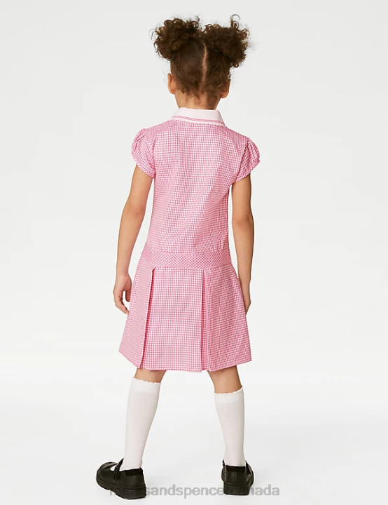 Marks and Spencer sale - Marks & Spencer Kids Gingham Pleated School Dress School Uniform Pink 20VTD9139