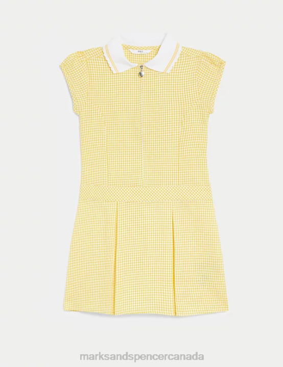 Marks and Spencer Canada - Marks & Spencer Kids Gingham Pleated School Dress School Uniform Yellow 20VTD9143