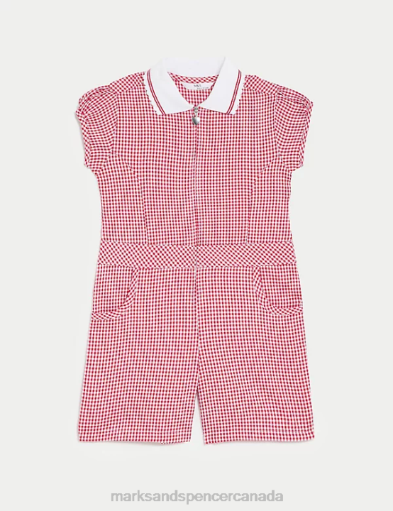 Marks and Spencer near me - Marks & Spencer Kids Gingham School Playsuit School Uniform Red 20VTD9048
