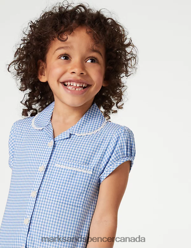 School Uniform 20VTD9230 Light Blue Kids Marks & Spencer 2pk Cotton Gingham School Dresses - Marks and Spencer online