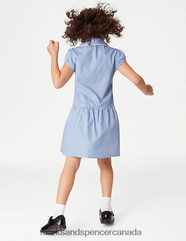 School Uniform 20VTD9230 Light Blue Kids Marks & Spencer 2pk Cotton Gingham School Dresses - Marks and Spencer online