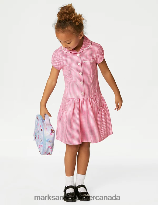 School Uniform 20VTD9231 Pink Kids Marks & Spencer 2pk Cotton Gingham School Dresses - Marks and Spencer Canada locations