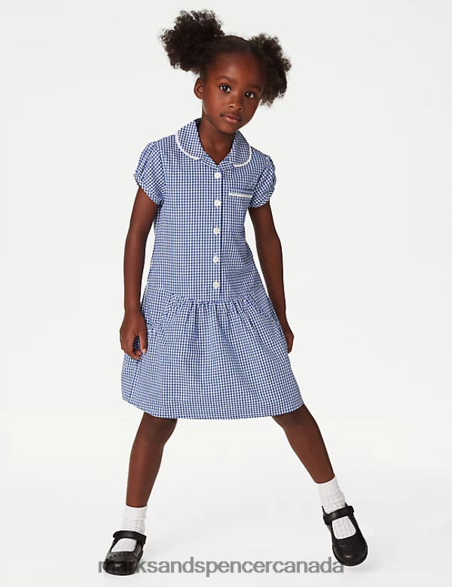 Marks and Spencer sale - School Uniform 20VTD9235 Mid Blue Kids Marks & Spencer 2pk Cotton Gingham School Dresses