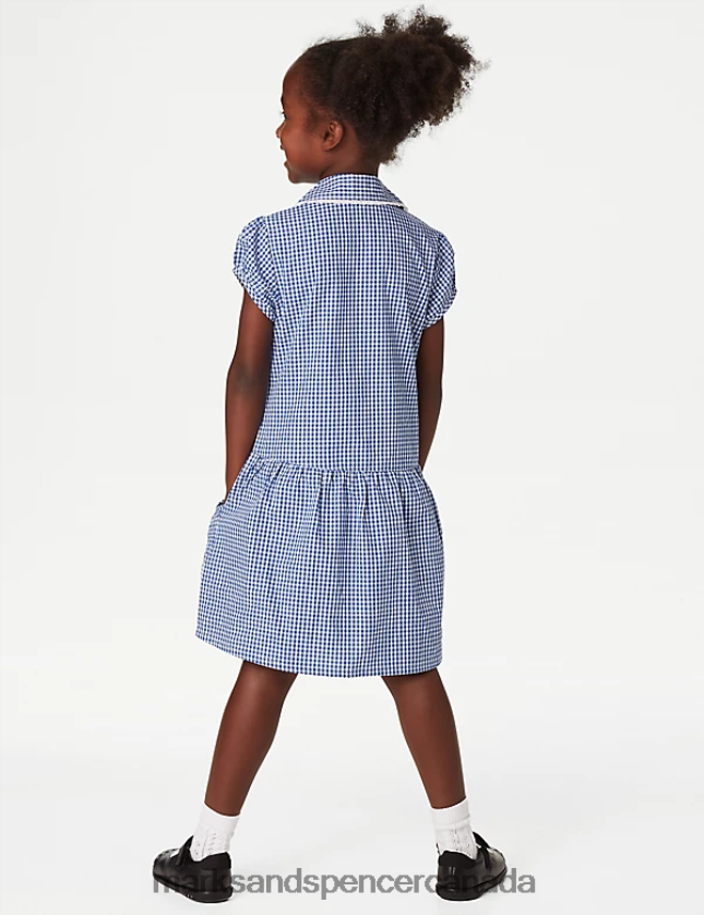 Marks and Spencer sale - School Uniform 20VTD9235 Mid Blue Kids Marks & Spencer 2pk Cotton Gingham School Dresses