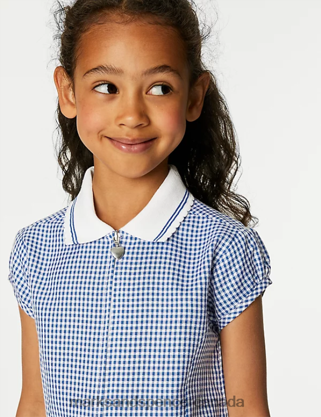 School Uniform 20VTD9326 Mid Blue Kids Marks & Spencer Gingham School Playsuit - Marks and Spencer outlet