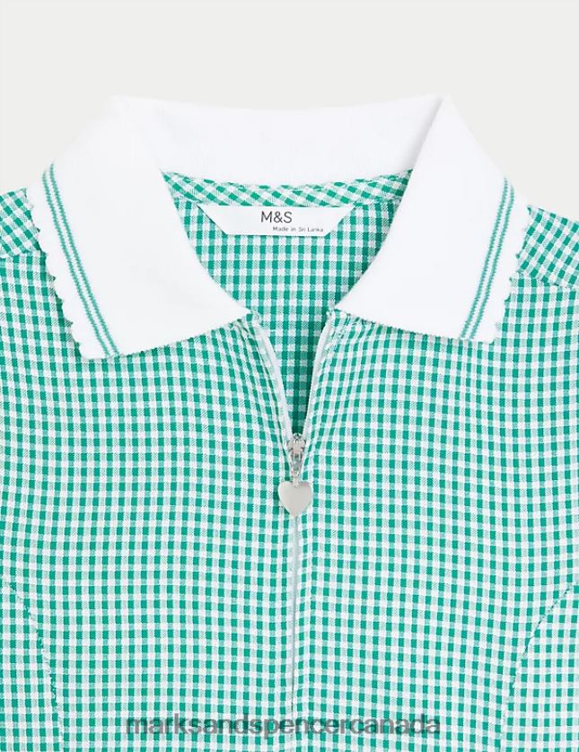 Marks and Spencer Canada - School Uniform 20VTD9327 Green Kids Marks & Spencer Gingham School Playsuit