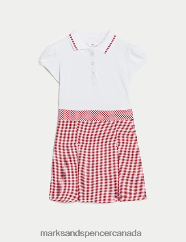 Marks and Spencer Canada - School Uniform 20VTD9409 Red Kids Marks & Spencer 2 in 1 Gingham Pleated School Dress