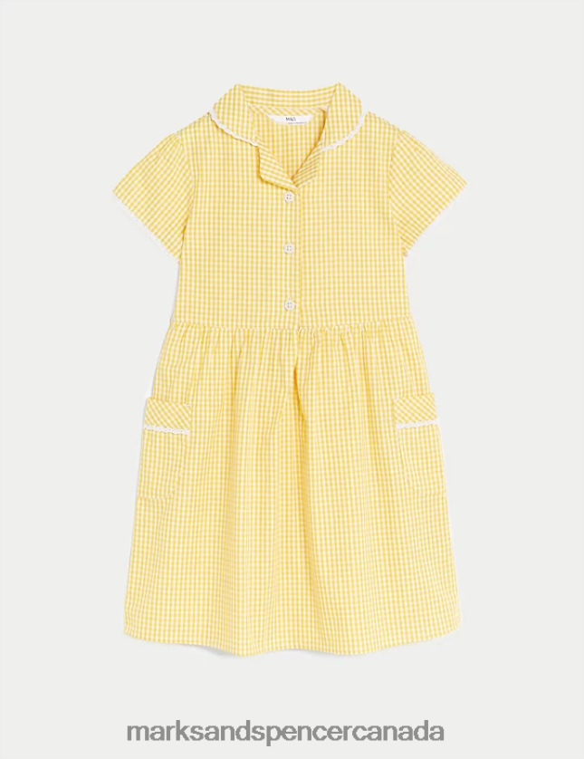 Marks and Spencer sale - School Uniform 20VTD9559 Yellow Kids Marks & Spencer Pure Cotton Gingham School Dress
