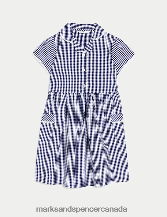 School Uniform 20VTD9560 Navy Kids Marks & Spencer Pure Cotton Gingham School Dress - Marks and Spencer online
